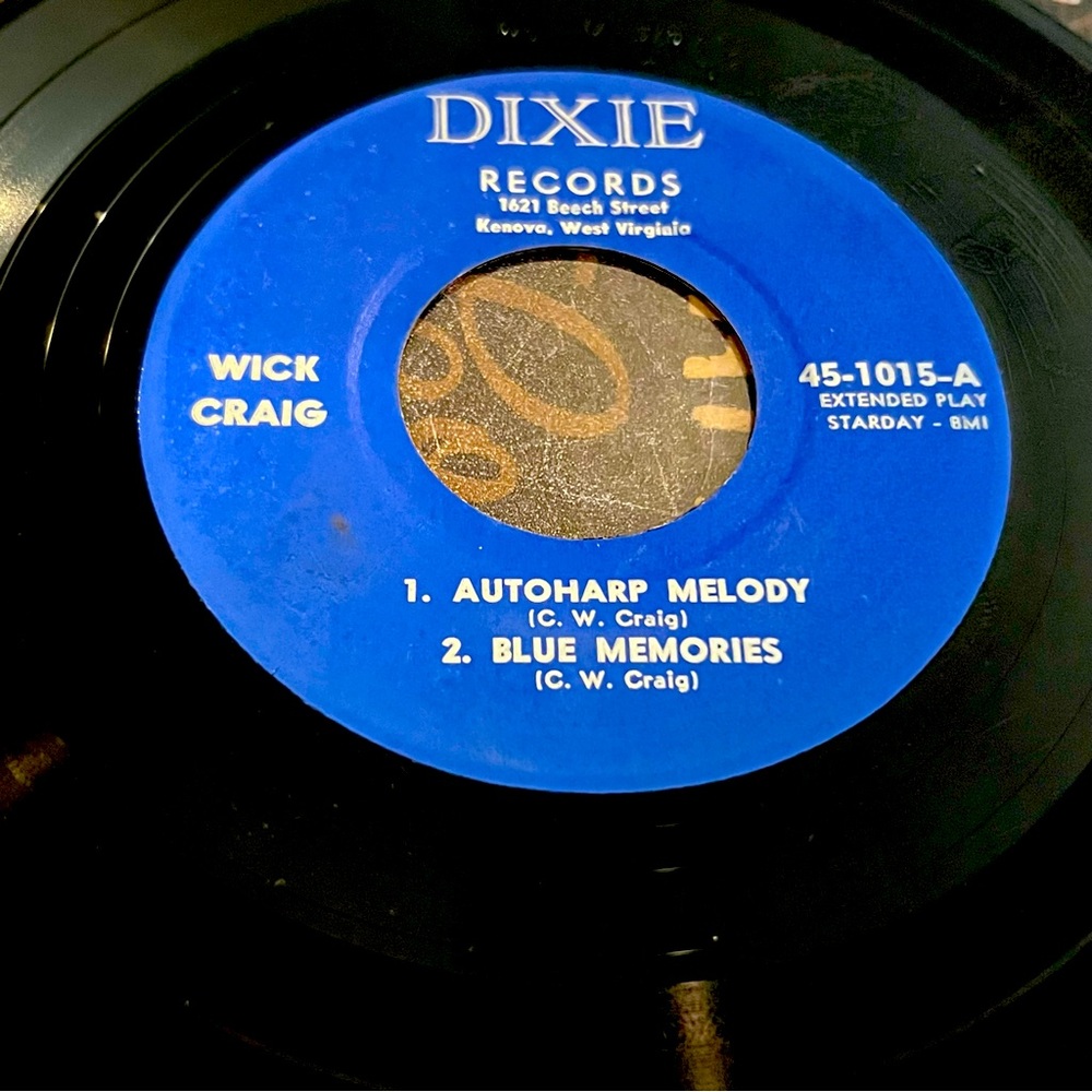 Wick Craig 
DIXIE STARDAY EP 
4 Autoharp Cuts
VG++ $50.00  #Country #Hillbilly
